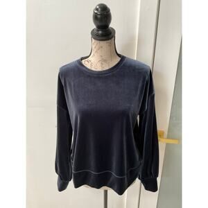 Madewell Blue Gray Velvet Balloon-Sleeve Sweatshirt Size S whimsygoth Normcore